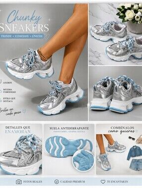 ***METALLIC SNEAKERS/SILVER COLOR WITH BLUE** 🤍🩶🩵👟💲💲💲💲